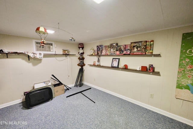 2645 Mountain View Dr, Morristown, TN 37814 - workout area featuring carpet floors and an AC wall unit