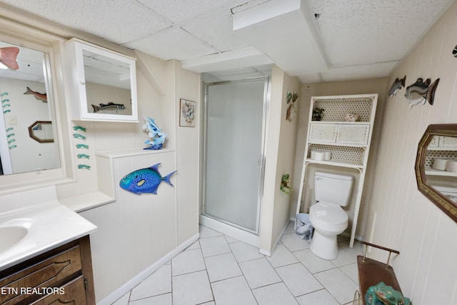 2645 Mountain View Dr, Morristown, TN 37814 - full bath featuring vanity, a shower stall, toilet, and tile patterned floors