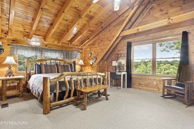 1665 Mountain Lodge Way, Pigeon Forge, TN 37862 - carpeted bedroom with wooden walls and wooden ceiling