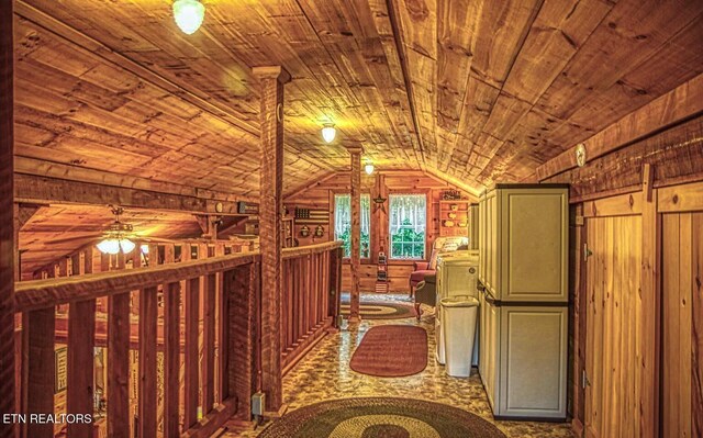 147 Akers Chapel, Jamestown, TN 38556 - corridor featuring vaulted ceiling, wood walls, and wood ceiling