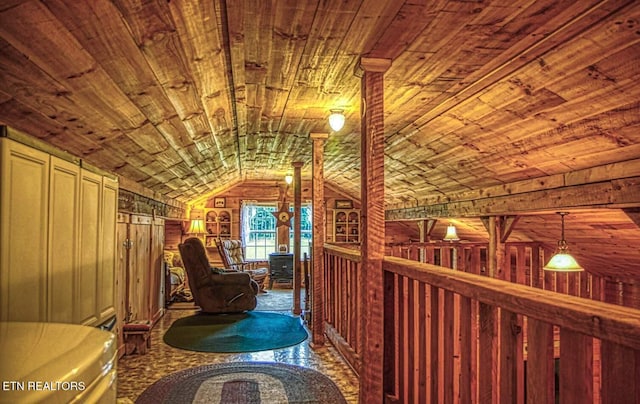 147 Akers Chapel, Jamestown, TN 38556 - unfurnished room with lofted ceiling, wood walls, and wood ceiling