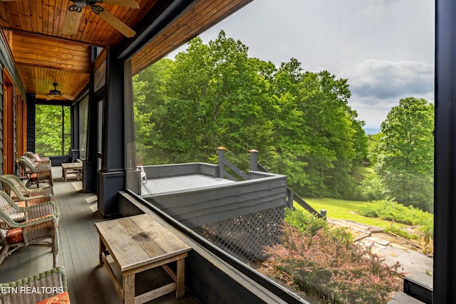 1139 Reagan Valley Rd, Tellico Plains, TN 37385 - wooden terrace with a ceiling fan