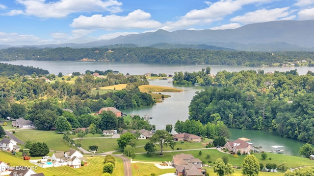 1647 Sams Dr, Dandridge, TN 37725 - bird's eye view of a water and mountain view and a heavily wooded area
