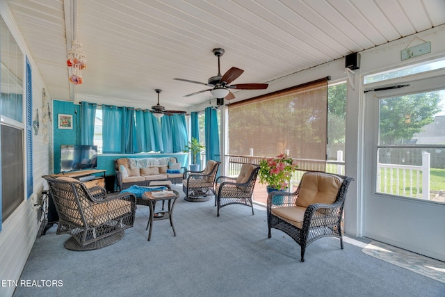 1647 Sams Dr, Dandridge, TN 37725 - sunroom / solarium featuring an outdoor hangout area, healthy amount of natural light, and a ceiling fan