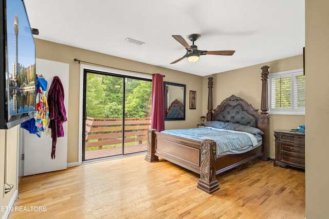 601 S Gallaher View Rd, Knoxville, TN 37919 - bedroom featuring access to outside, light wood finished floors, and ceiling fan