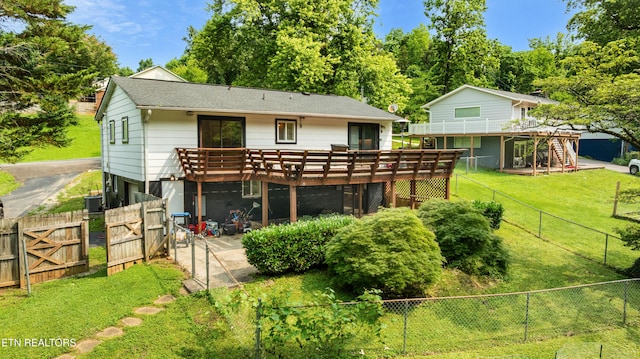 601 S Gallaher View Rd, Knoxville, TN 37919 - rear view of house featuring a wooden deck, a gate, stairs, and a patio