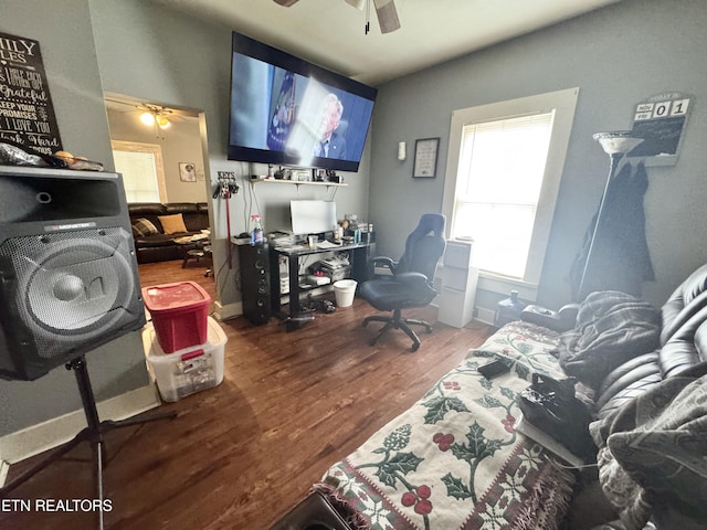 2102 Harvey St, Knoxville, TN 37917 - office area featuring a ceiling fan and wood finished floors