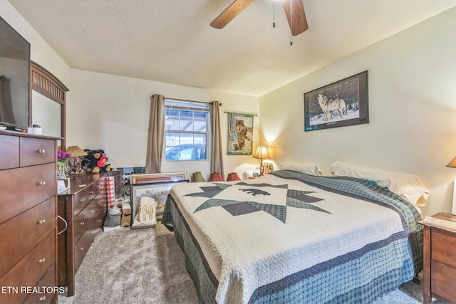 1737 Walker Trl, Sevierville, TN 37876 - bedroom with a textured ceiling, carpet flooring, and a ceiling fan