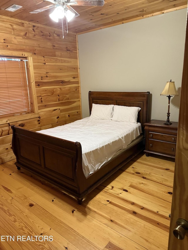 2020 Regans Ridge Way, Sevierville, TN 37876 - bedroom featuring light wood-type flooring, wooden walls, and ceiling fan