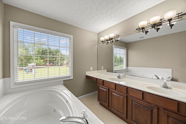 7127 Fieldstone Farms Ln, Knoxville, TN 37921 - full bathroom with a jetted tub, double vanity, and a textured ceiling