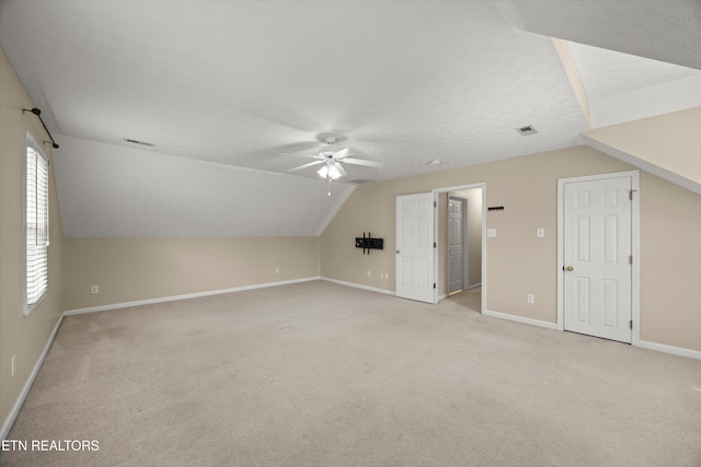 7127 Fieldstone Farms Ln, Knoxville, TN 37921 - bonus room with ceiling fan, light carpet, vaulted ceiling, and baseboards