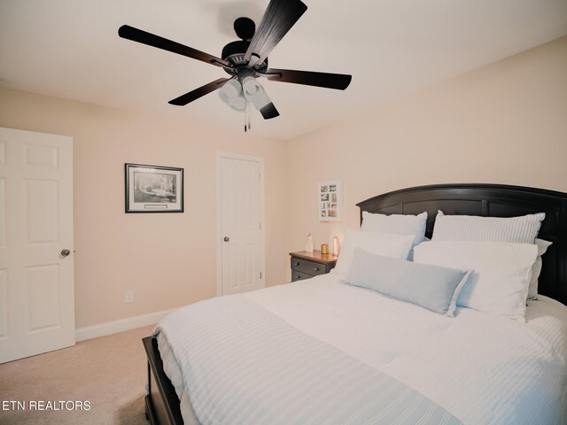 1201 Bentley Park Ln, Knoxville, TN 37922 - bedroom featuring light colored carpet, baseboards, and a ceiling fan