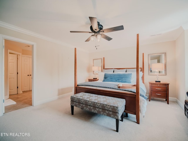 1201 Bentley Park Ln, Knoxville, TN 37922 - bedroom featuring carpet flooring, crown molding, baseboards, and ceiling fan