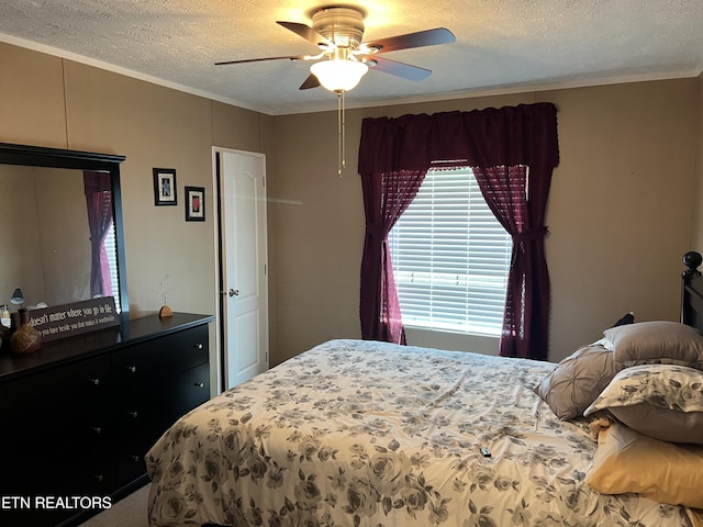 3385 Double Top Rd, Byrdstown, TN 38549 - bedroom featuring a textured ceiling and a ceiling fan