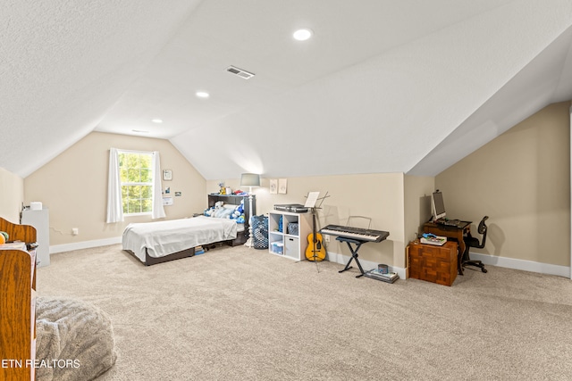 321 Timber Creek Rd, Maynardville, TN 37807 - bedroom with carpet floors, vaulted ceiling, and recessed lighting
