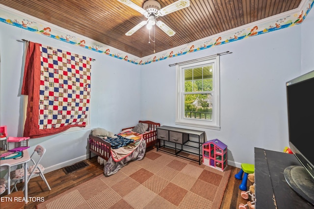 168 Boatman Rd, Cookeville, TN 38506 - bedroom with wood finished floors, baseboards, a ceiling fan, and wood ceiling