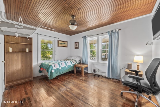 168 Boatman Rd, Cookeville, TN 38506 - bedroom with hardwood / wood-style floors, an office area, and wooden ceiling