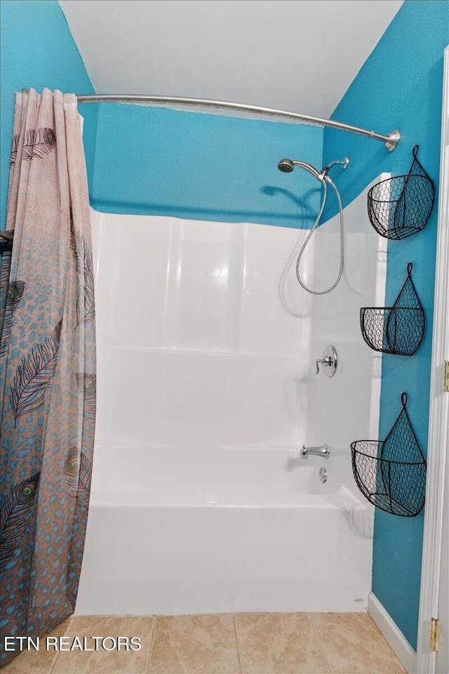 262 Cresent St, Harrogate, TN 37752 - full bath with shower / bath combo with shower curtain and tile patterned floors