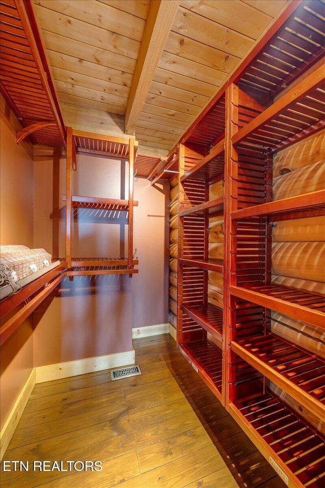 158 Dillon Rd, Baxter, TN 38544 - walk in closet featuring hardwood / wood-style floors and beam ceiling