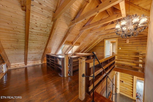 158 Dillon Rd, Baxter, TN 38544 - bonus room featuring wooden ceiling, a chandelier, and wood-type flooring