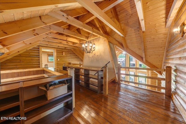 158 Dillon Rd, Baxter, TN 38544 - bonus room featuring hardwood / wood-style flooring, wooden ceiling, and a chandelier