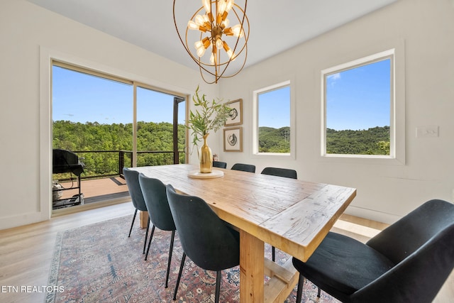 2955 Lightning Strike Dr, Sevierville, TN 37862 - dining space with a chandelier, wood finished floors, and baseboards