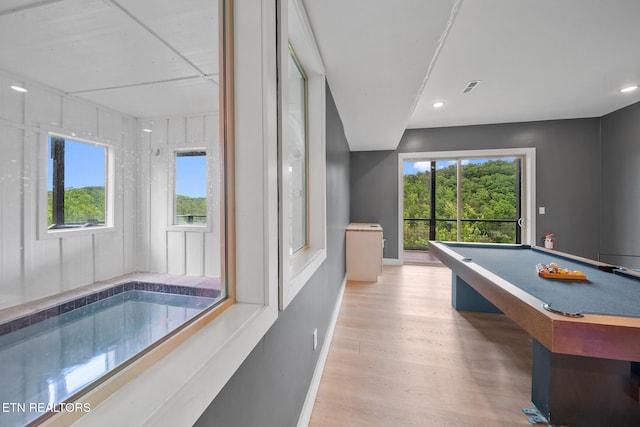 2955 Lightning Strike Dr, Sevierville, TN 37862 - recreation room featuring light wood finished floors, healthy amount of natural light, pool table, recessed lighting, and baseboards