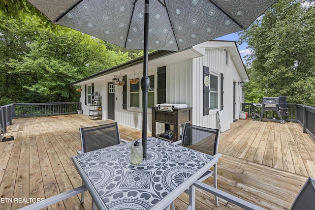 4509 Lifford Ln, Corryton, TN 37721 - wooden terrace featuring outdoor dining space