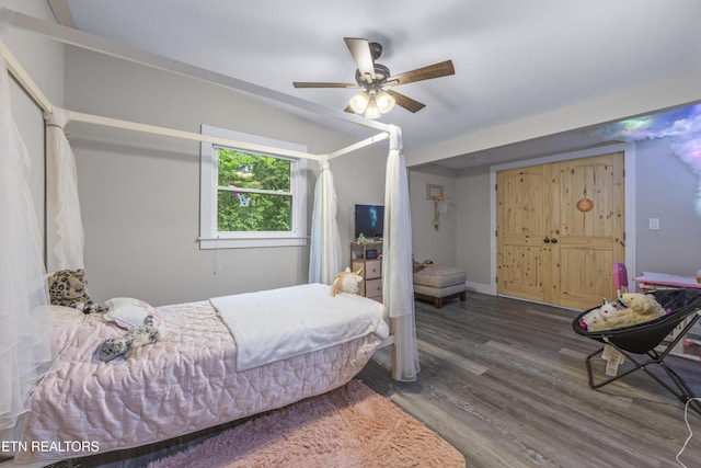 4509 Lifford Ln, Corryton, TN 37721 - bedroom with wood finished floors, ceiling fan, and baseboards