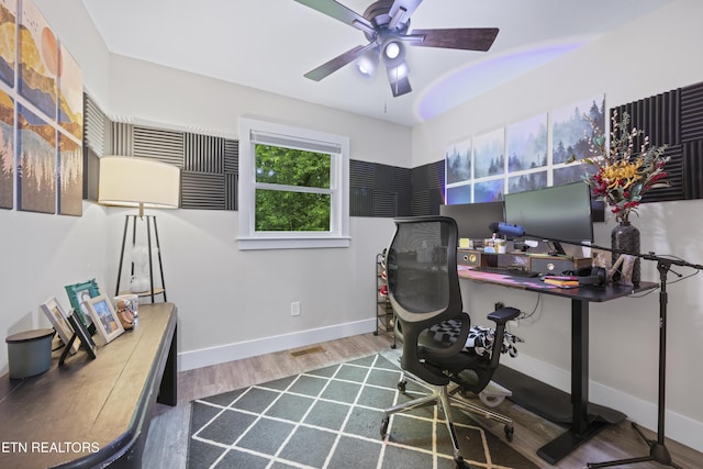 4509 Lifford Ln, Corryton, TN 37721 - office with a ceiling fan, wood finished floors, and baseboards