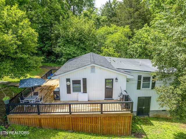 4509 Lifford Ln, Corryton, TN 37721 - back of property featuring a deck and a shingled roof