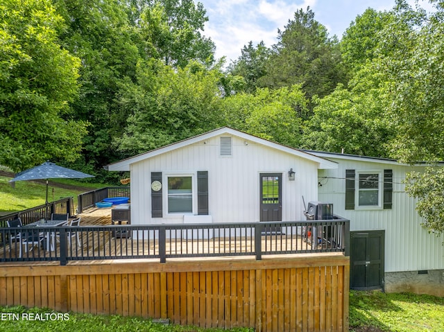 4509 Lifford Ln, Corryton, TN 37721 - back of house featuring a wooden deck and crawl space
