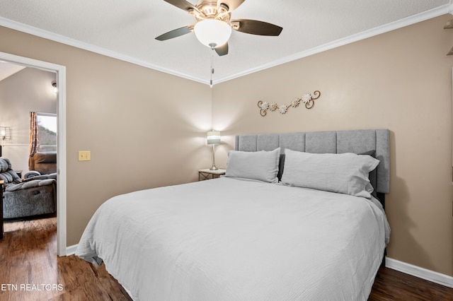 3325 Tekoa Mountain Way, Sevierville, TN 37876 - bedroom with wood finished floors, ornamental molding, baseboards, and a ceiling fan