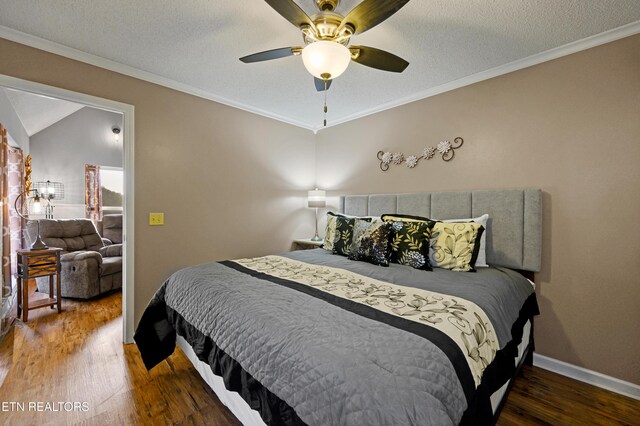3325 Tekoa Mountain Way, Sevierville, TN 37876 - bedroom featuring wood finished floors, baseboards, ceiling fan, crown molding, and a textured ceiling