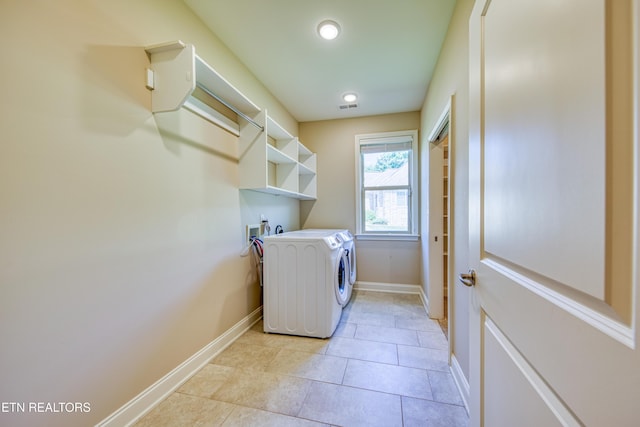 126 Pocola Way, Loudon, TN 37774 - laundry room with washer and clothes dryer, light tile patterned floors, and recessed lighting