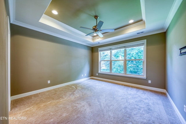 126 Pocola Way, Loudon, TN 37774 - carpeted empty room featuring a tray ceiling, crown molding, recessed lighting, and ceiling fan