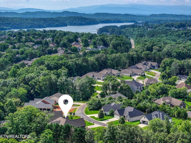 126 Pocola Way, Loudon, TN 37774 - aerial view of residential area featuring a water and mountain view and a heavily wooded area