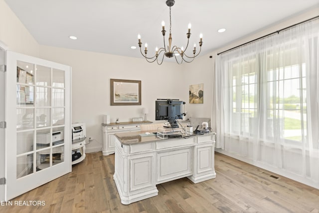 888 Smokey Quartz Blvd, New Tazewell, TN 37825 - office featuring a chandelier, light wood finished floors, and recessed lighting