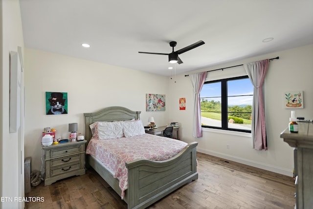 888 Smokey Quartz Blvd, New Tazewell, TN 37825 - bedroom with wood finished floors, baseboards, recessed lighting, and a ceiling fan
