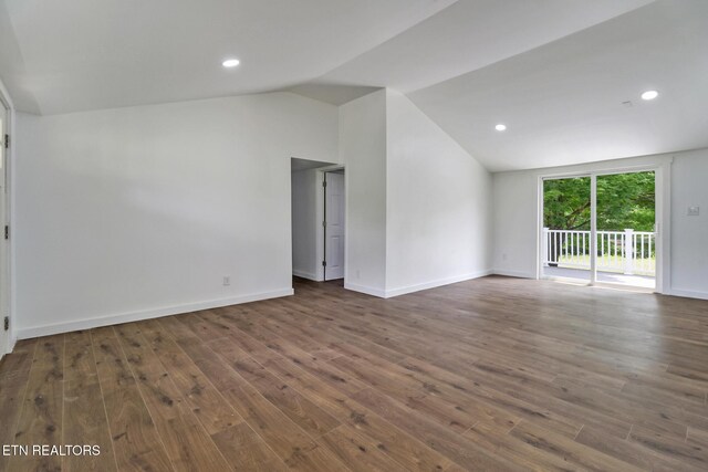 1095 Franklin Rd, Jamestown, TN 38556 - empty room with vaulted ceiling, wood finished floors, baseboards, and recessed lighting