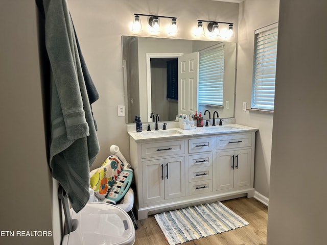 306 E Tri County Blvd, Oliver Springs, TN 37840 - bathroom featuring double vanity and wood finished floors