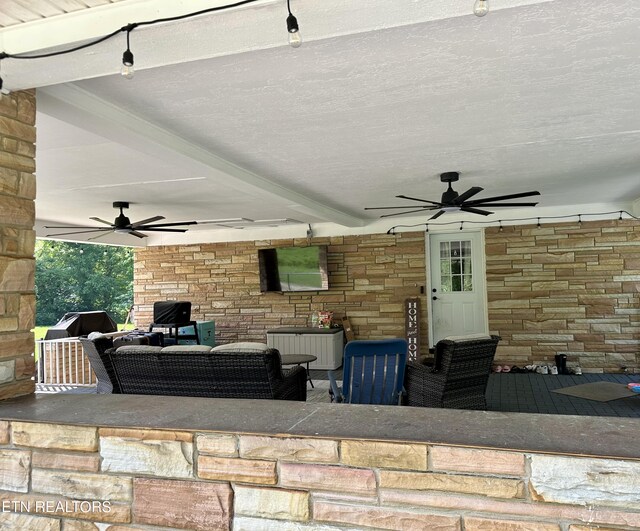 306 E Tri County Blvd, Oliver Springs, TN 37840 - view of patio / terrace with a ceiling fan and an outdoor hangout area