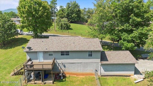 340 Mountain View Ests, Caryville, TN 37714 - rear view of property with a deck, roof with shingles, and stairway