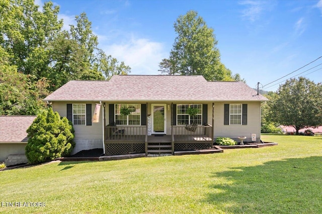 340 Mountain View Ests, Caryville, TN 37714 - view of front of house with a front yard, covered porch, and a shingled roof
