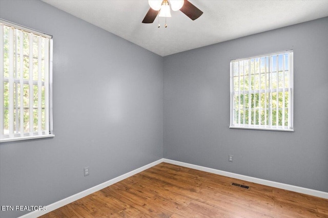 340 Mountain View Ests, Caryville, TN 37714 - empty room featuring baseboards, ceiling fan, plenty of natural light, and wood finished floors