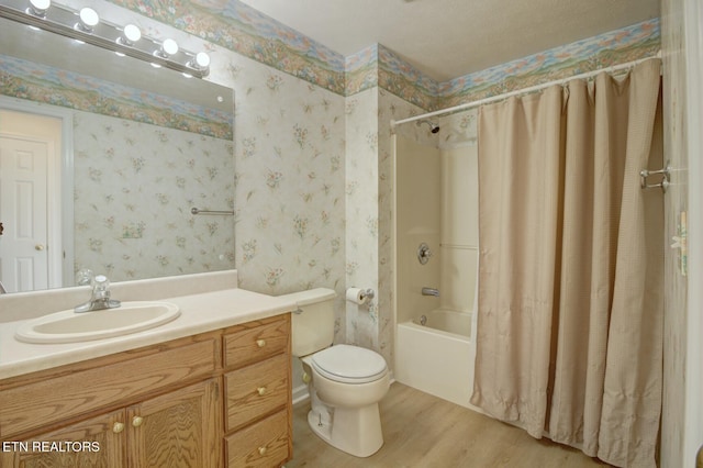 1023 Stokley Ct, Dandridge, TN 37725 - full bath featuring wood finished floors, vanity, and shower / bath combination with curtain
