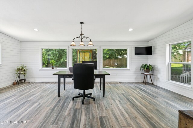 7901 Ewing Rd, Powell, TN 37849 - home office with wood finished floors, lofted ceiling, recessed lighting, and baseboards