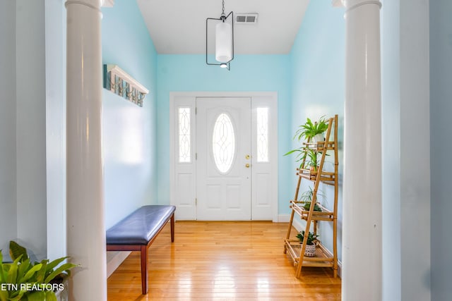 7924 Cedar Stone Ln, Powell, TN 37849 - foyer featuring decorative columns and light wood-type flooring