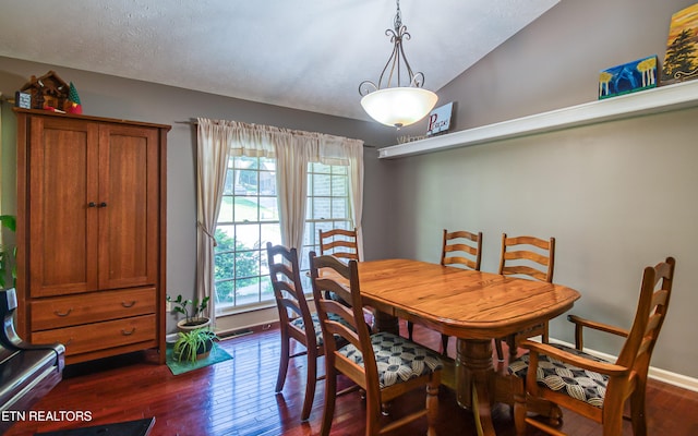 4512 Clairson Dr, Knoxville, TN 37931 - dining room featuring dark wood-style flooring, healthy amount of natural light, vaulted ceiling, and baseboards