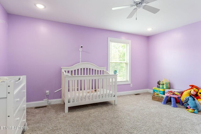 20 Cabot Ln, Cookeville, TN 38506 - carpeted bedroom featuring baseboards, a nursery area, ceiling fan, and recessed lighting